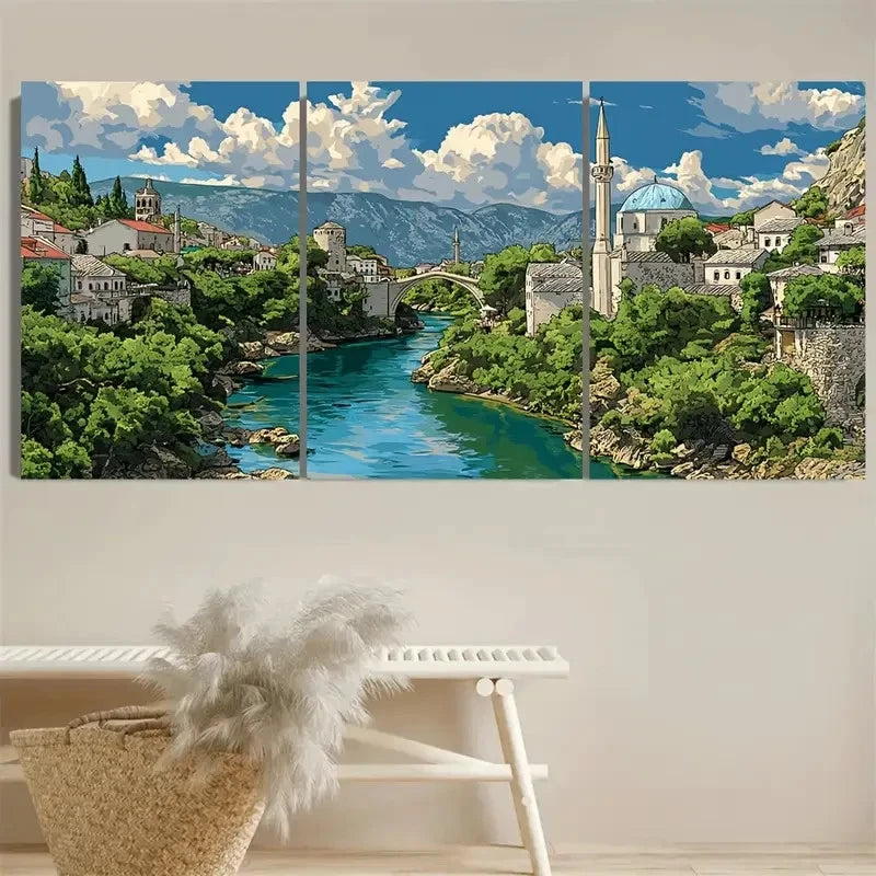 3pcs Travel Print Artistic Wall Art Set Canvas Framed 60x90cm - High Quality Print 100% Australian Made Wall Canvas Ready to Hang