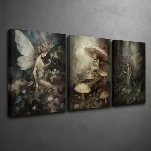 3pcs Magic Forest, Fantasy Style, Plant Fairy Wall Art Canvas Unframed - High Quality Print 100% Australian Made Wall Canvas