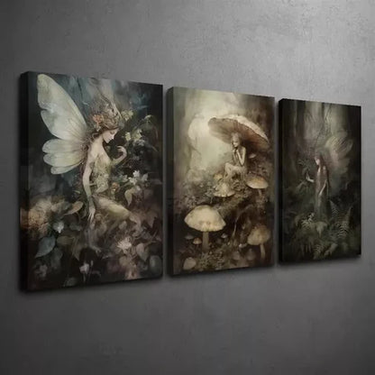 3pcs Magic Forest, Fantasy Style, Plant Fairy Wall Art Canvas Unframed - High Quality Print 100% Australian Made Wall Canvas