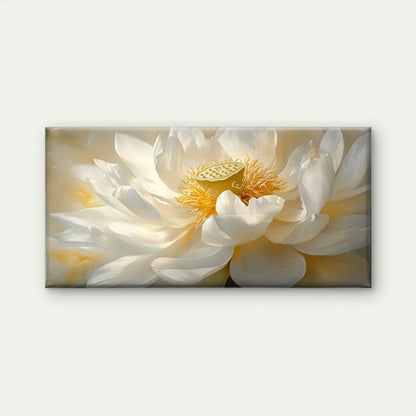White Flowers Yellow Center Wall Art Canvas Office Home Room Framed 120x60cm