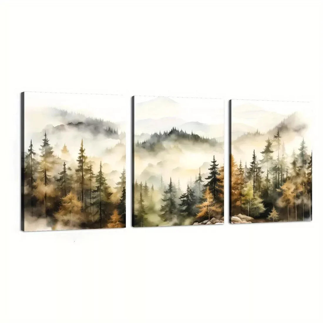 3pcs Forest Scenery Autumn Forest Modern Wall Art Set Canvas Unframed - High Quality Print 100% Australian Made Wall Canvas - Bella Home Decor