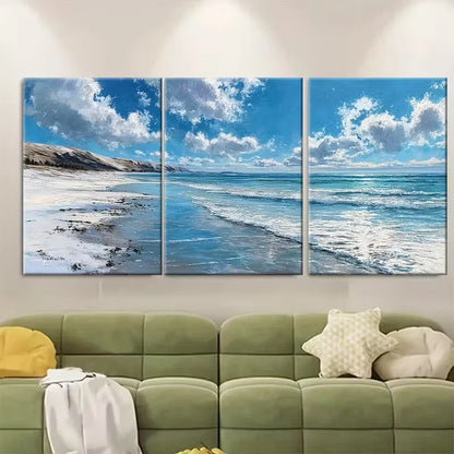 3pcs Beach & Winter Landscape Paintings Metal Print Ready to Hang Art - Bella Home Decor