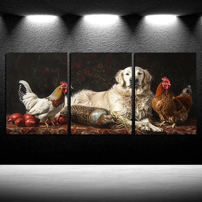 3pcs Dogs and Birds Farm Themed Design Metal Print Ready to Hang Art - Bella Home Decor