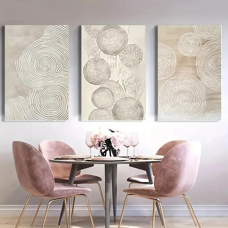 3pcs  Abstract Line  Retro Style ALR    Wall Art Set Canvas Framed 50x70cm - High Quality Print 100% Australian Made Wall Canvas Ready to Hang - Bella Home Decor