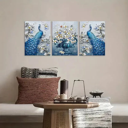 3pcs Peacock Wall Art Canvas Unframed - High Quality Print 100% Australian Made Wall Canvas
