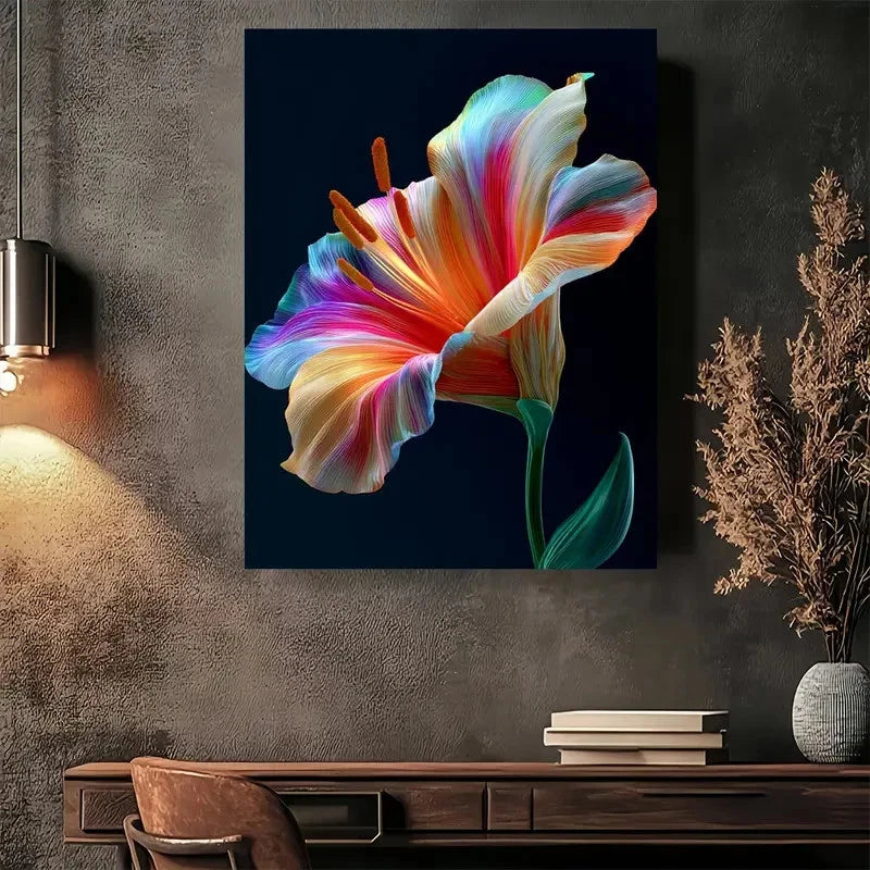 Beautiful Vibrant Abstract Floral Painting 40x60cm Metal Print Ready to Hang - Bella Home Decor