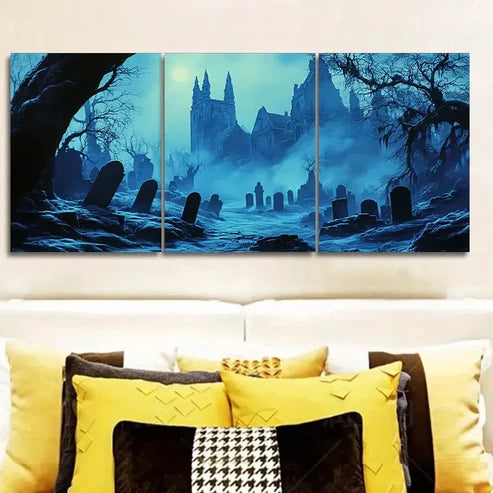 3pcs AGothic cemetery Wall Art Set Canvas Unframed - High Quality Print 100% Australian Made Wall Canvas - Bella Home Decor