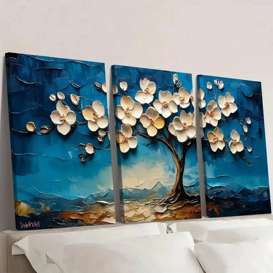 3pcs Abstract Blossom Tree er Wall Art Set Canvas Framed 60x90cm - High Quality Print 100% Australian Made Wall Canvas Ready to Hang