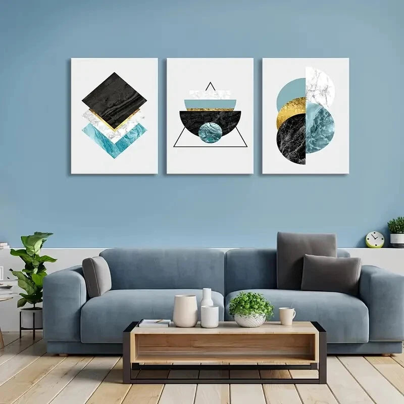 3pcs Versatile Marble Patterns Metal Print Ready to Hang Art - Bella Home Decor