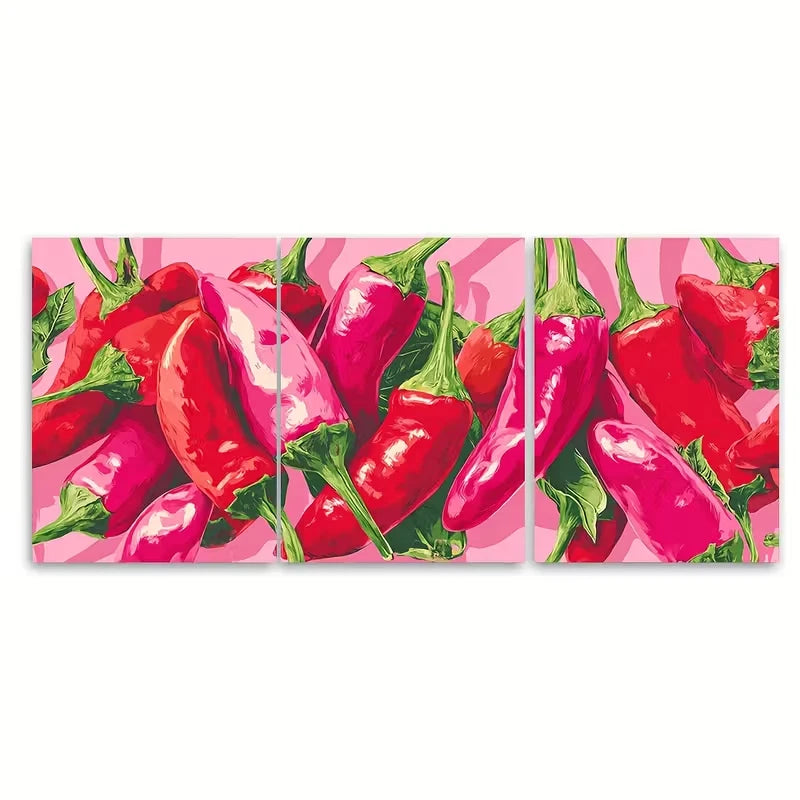 3pcs Chilli Pepper Hottie Funny Retro Kitchen Metal Print Ready to Hang Art - Bella Home Decor