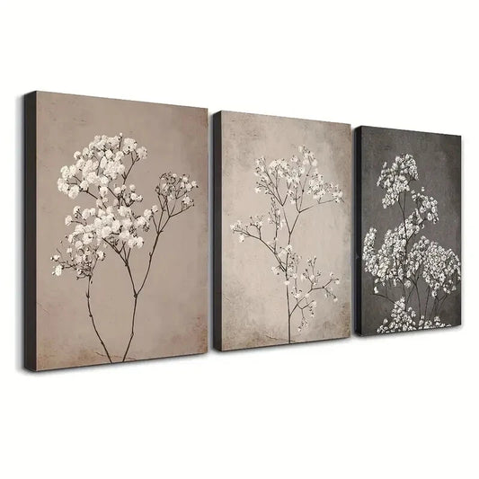 3pcs Vintage Floral Wall Art Set Canvas Framed 40x60cm - High Quality Print 100% Australian Made Wall Canvas Ready to Hang