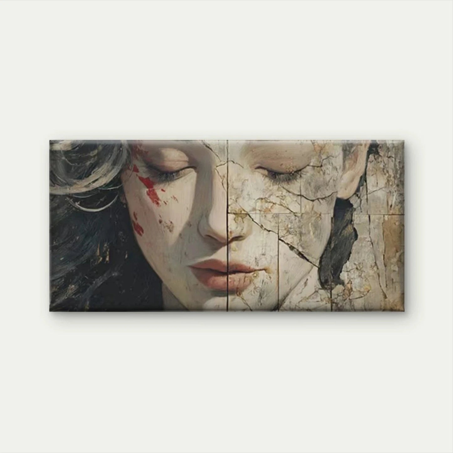 Abstract Female Portrait Wall Art Canvas Office Home Room Framed 120x60cm
