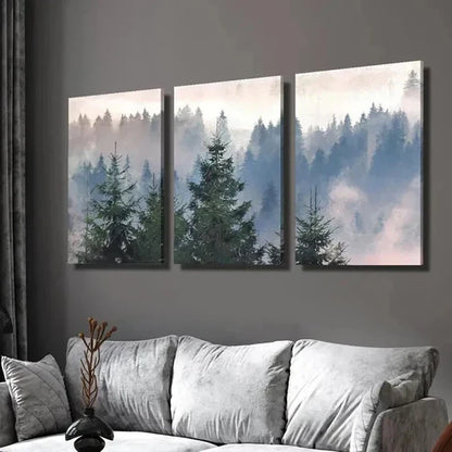 3pcs Misty Mountain & Forest Decoration  Wall  Art Set Canvas Unframed - High Quality Print 100% Australian Made Wall Canvas