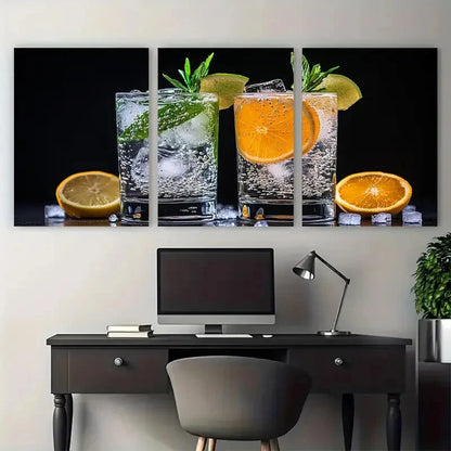 3pcs Gin and Tonic Classic Cocktail Photography Metal Print Ready to Hang Art - Bella Home Decor