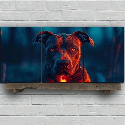 3pcs Intense Gaze Dog Stunning Gold Eyes Metal Print Ready to Hang Art