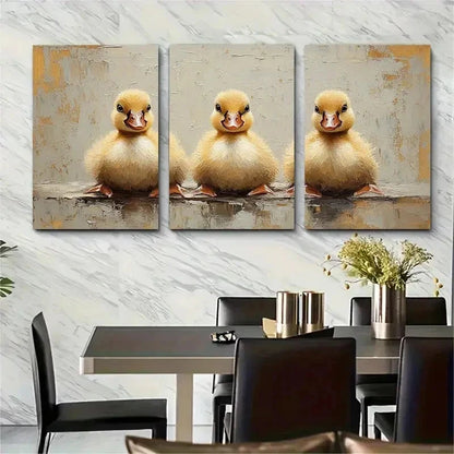 3pcs Original Duck And Goose Painting Perfect Wall Art Set Canvas Framed 50x70cm - High Quality Print 100% Australian Made Wall Canvas Ready to Hang