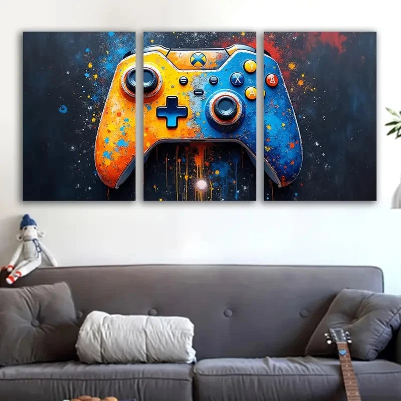 3pcs Video Game Xbox Controller Wall Art Set Canvas Framed 50x70cm - High Quality Print 100% Australian Made Wall Canvas Ready to Hang - Bella Home Decor