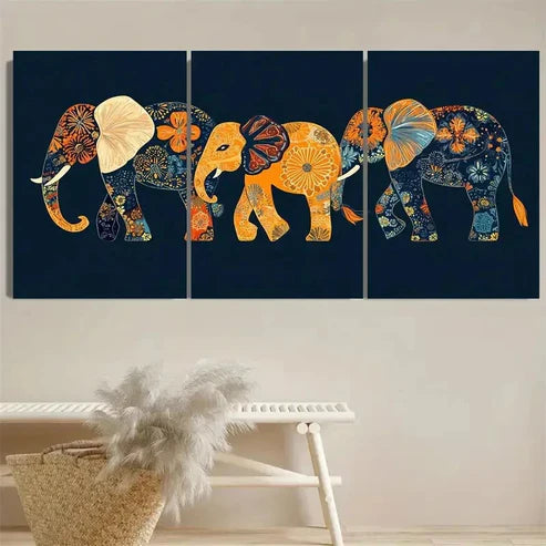 3pcs Decorative Elephants Wall Art Set Canvas Unframed – High Quality Print 100% Australian Made Wall Canvas - Bella Home Decor