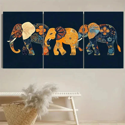 3pcs Decorative Elephants Wall Art Set Canvas Unframed – High Quality Print 100% Australian Made Wall Canvas - Bella Home Decor