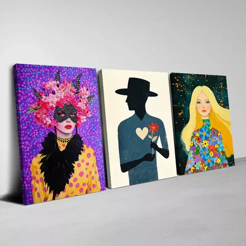3pcs Modern Abstract Colorful Art Set Canvas Unframed - High Quality Print 100% Australian Made Wall Canvas