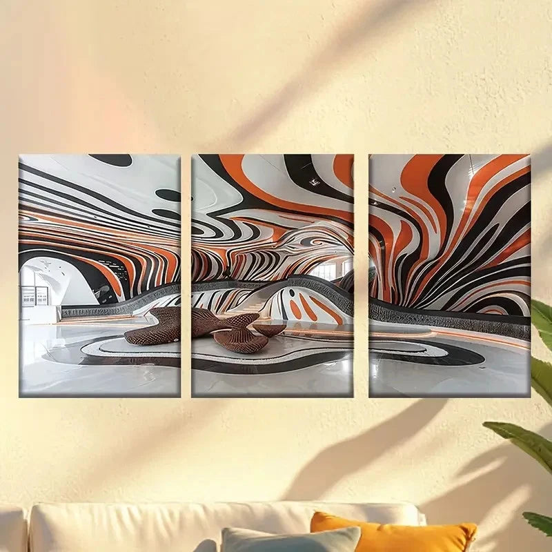 3pcs Modern Fantastic Design Cottage Wall Art Set Canvas Framed 50x70cm - High Quality Print 100% Australian Made Wall Canvas Ready to Hang