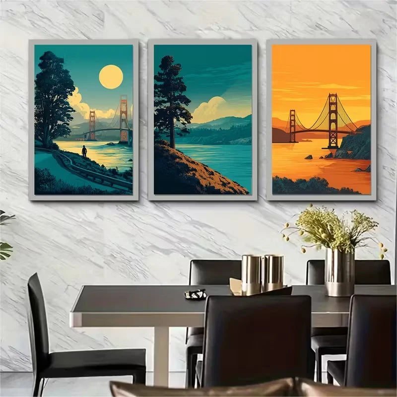 3pcs Golden State Scenic Landscapes Metal Print Ready to Hang Art - Bella Home Decor