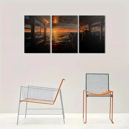 3pcs Sunset Ocean View Sunset Hues Metal Print Ready to Hang Art - Bella Home Decor