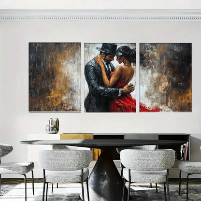 3pcs Romantic Dancing Lovers in Artistic Hug Metal Print Ready to Hang Art
