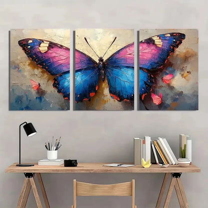 3pcs Butterfly Painting with Kits Wall Art Set Canvas Framed 60x90cm - High Quality Print 100% Australian Made Wall Canvas Ready to Hang - Bella Home Decor