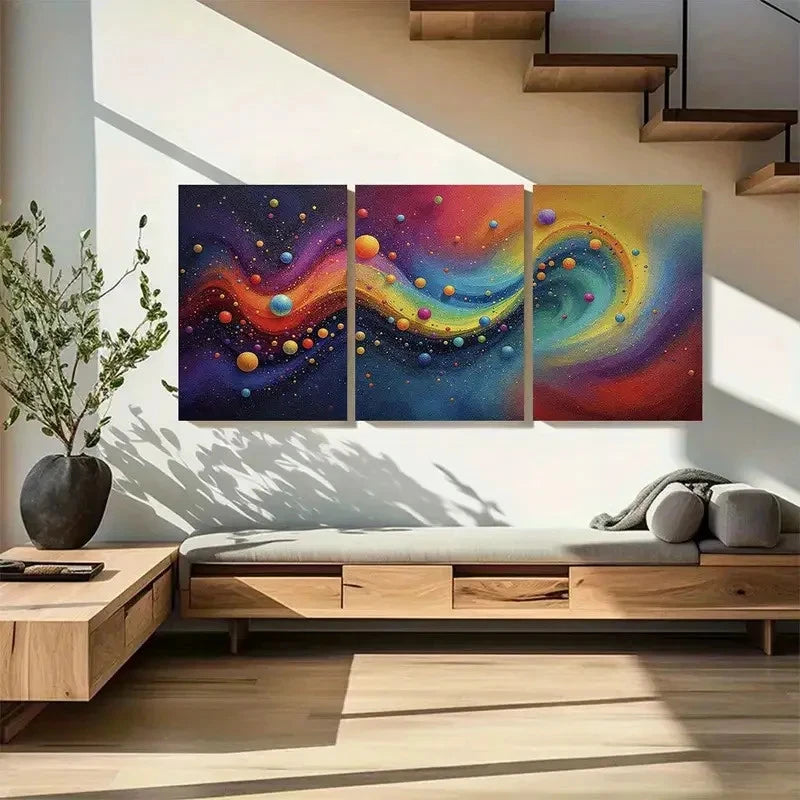 3pcs Colorful Galaxy Abstract Cosmic Metal Print Ready to Hang Art - Bella Home Decor