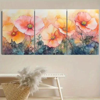 3pcs Serene Blooms Wall Art Set Canvas Framed 40x60cm - High Quality Print 100% Australian Made Wall Canvas Ready to Hang