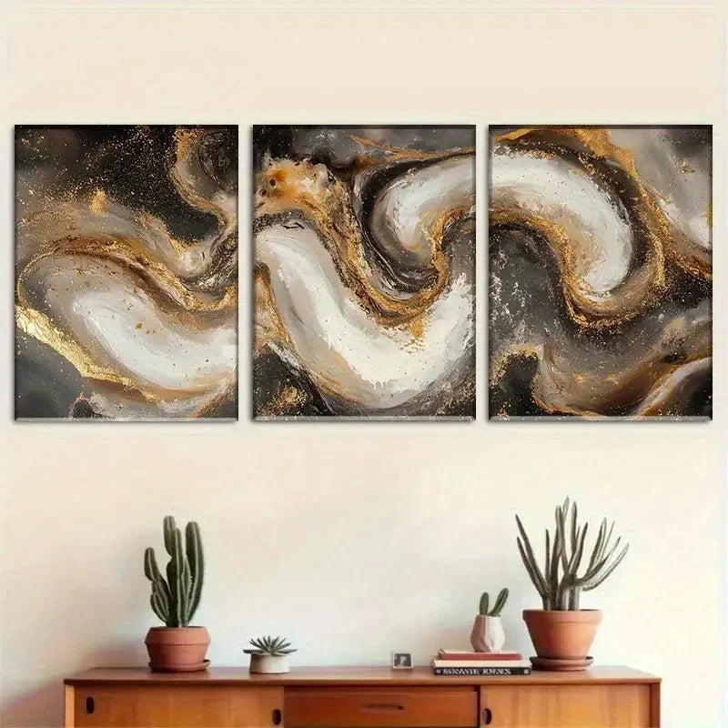3pcs Charming Three-Sided Abstract Metal Print Ready to Hang Art - Bella Home Decor