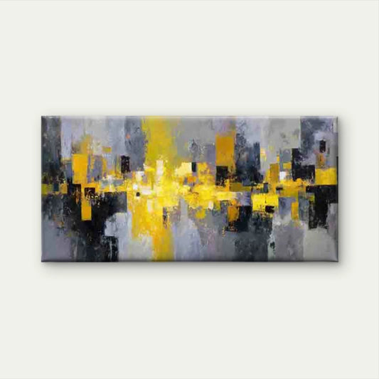Abstract Featuring Bold Yellow Wall Art Canvas Office Home Room Framed 120x60cm