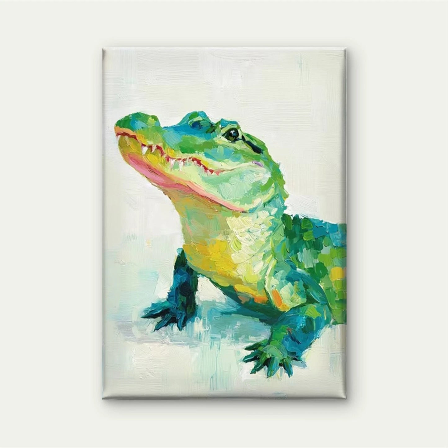 Colorful Crocodile Painting 60x90cm Metal Print Ready to Hang