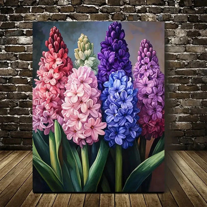 Vibrant Hyacinths Floral Painting in Pink, White 40x60cm Metal Print Ready to Hang - Bella Home Decor