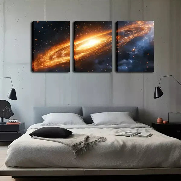 3pcs Stunning Artwork, Huge Galaxies, Wall Art Set Canvas Framed 60x90cm - High Quality Print 100% Australian Made Wall Canvas Ready to Hang - Bella Home Decor