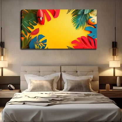 Bright Yellow Base Colorful Air Wall Art Canvas Office Home Room Framed 120x60cm - Bella Home Decor