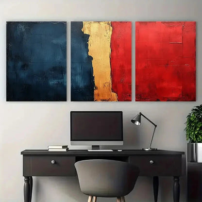 3pcs Abstract Grunge Contrast Colour Design Metal Print Ready to Hang Art - Bella Home Decor