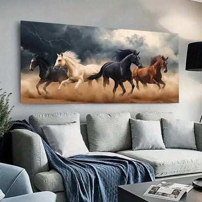 Majestic Horses wall canvas office home room framed 120x60cm - Bella Home Decor