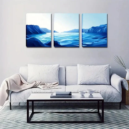 3pcs Blue Sky And White Cloud Ocean, Wall Art Set Canvas Framed 60X90cm - High Quality Print 100% Australian Made Wall Canvas Ready to Hang - Bella Home Decor