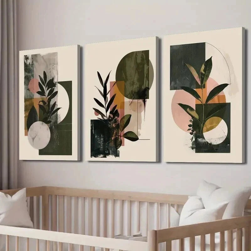 3pcs Geometric Decor with Earthy Tones Wall Art Set Canvas Framed 40x60cm - High Quality Print 100% Australian Made Wall Canvas Ready to Hang