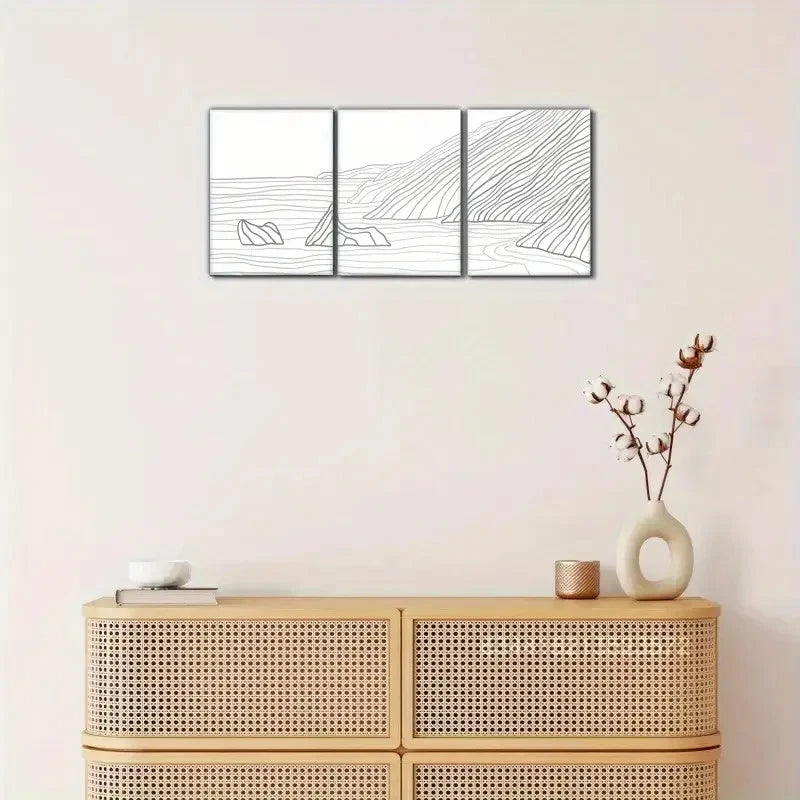 3pcs California Artwork Big Sur Coastline Metal Print Ready to Hang Art - Bella Home Decor