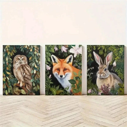 3pcs Realistic Animal Paintings Vibrant Colour  Wall Art Set Canvas Framed 50x70cm - High Quality Print 100% Australian Made Wall Canvas Ready to Hang
