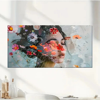 Modern Abstract Floral Woman Wall Art Canvas Office Home Room Framed 120x60cm