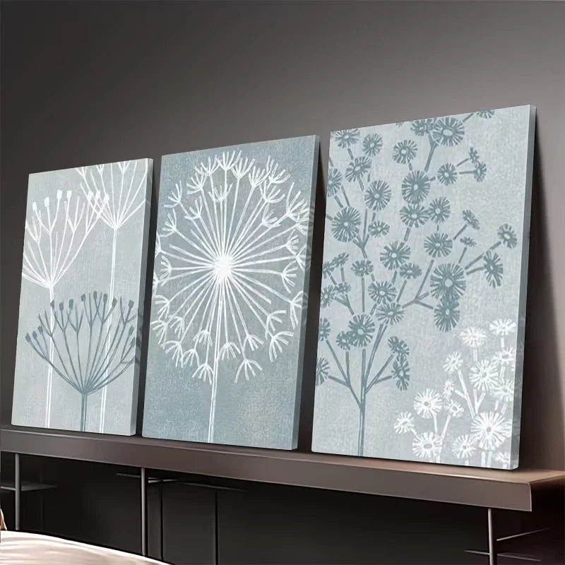 3pcs Vintage Botanical Seed Head Wall Art Set Canvas Framed 40x60cm - High Quality Print 100% Australian Made Wall Canvas Ready to Hang