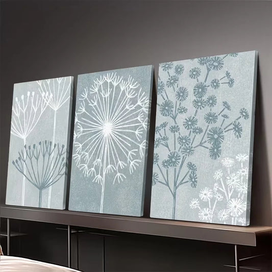 3pcs Vintage Botanical Seed Head Wall Art Set Canvas Framed 40x60cm - High Quality Print 100% Australian Made Wall Canvas Ready to Hang