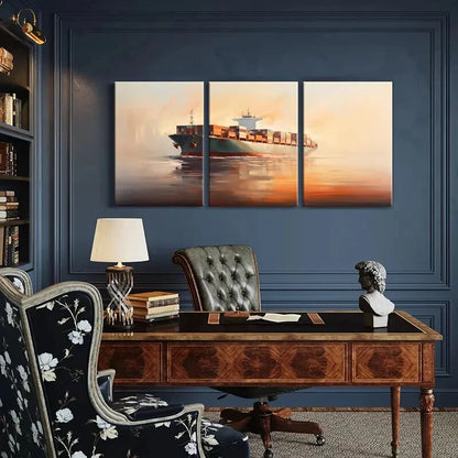3pcs Maritime Sunset Serenity Vintage Metal Print Ready to Hang Art - Bella Home Decor