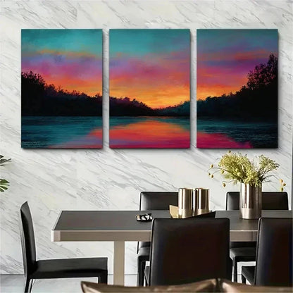 3pcs Romantic Serene Twilight Painting Perfect Wall Art Set Canvas Framed 50x70cm - High Quality Print 100% Australian Made Wall Canvas Ready to Hang