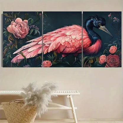 3pcs Vibrant Pink Flamingo Wall Art Set Canvas Unframed - High Quality Print 100% Australian Made Wall Canvas