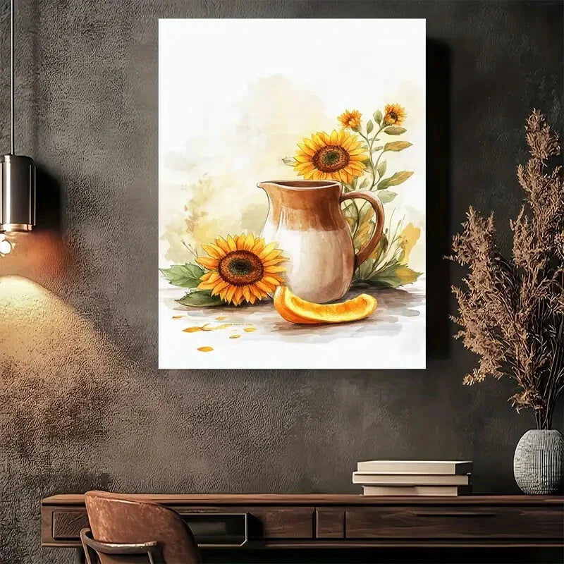 Beautiful Elegant Modern Vintage Design with Pitcher 40x60cm Metal Print Ready to Hang - Bella Home Decor